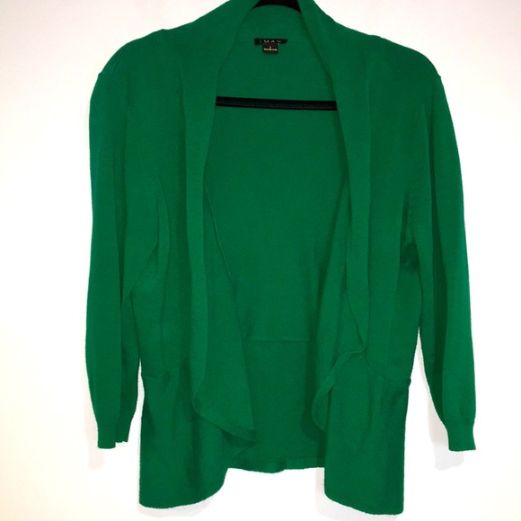 IMAN Sweaters - Iman Green waterfall cardigan 3/4 sleeves Sz L